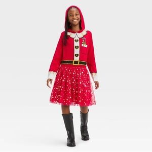 NWT Girls Santa Red and Black Seasonal Sweater Dress 🎄